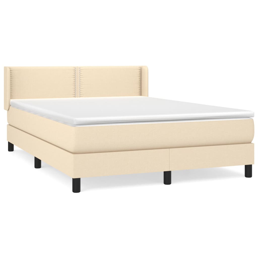 vidaXL Boxspring met matras stof crèmekleurig 140x200 cm