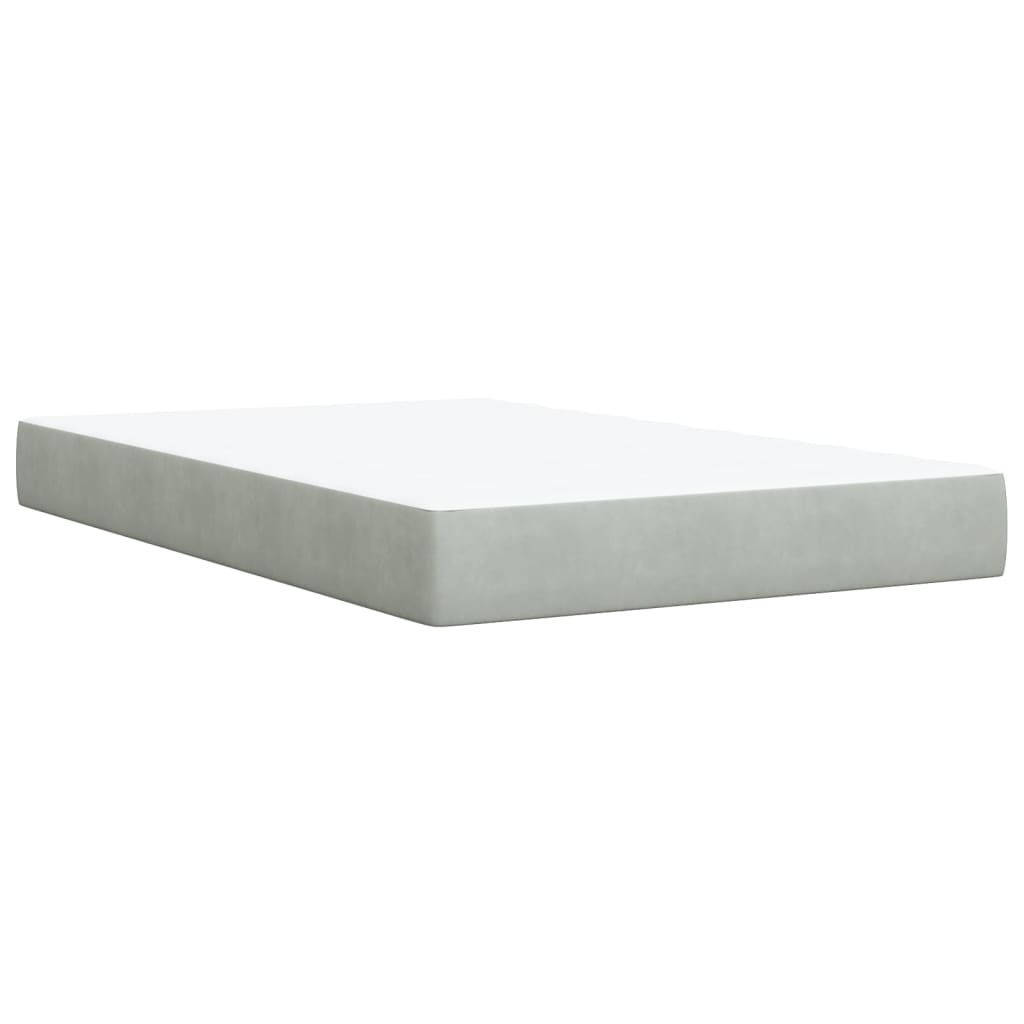 vidaXL Boxspring met matras fluweel lichtgrijs 120x200 cm