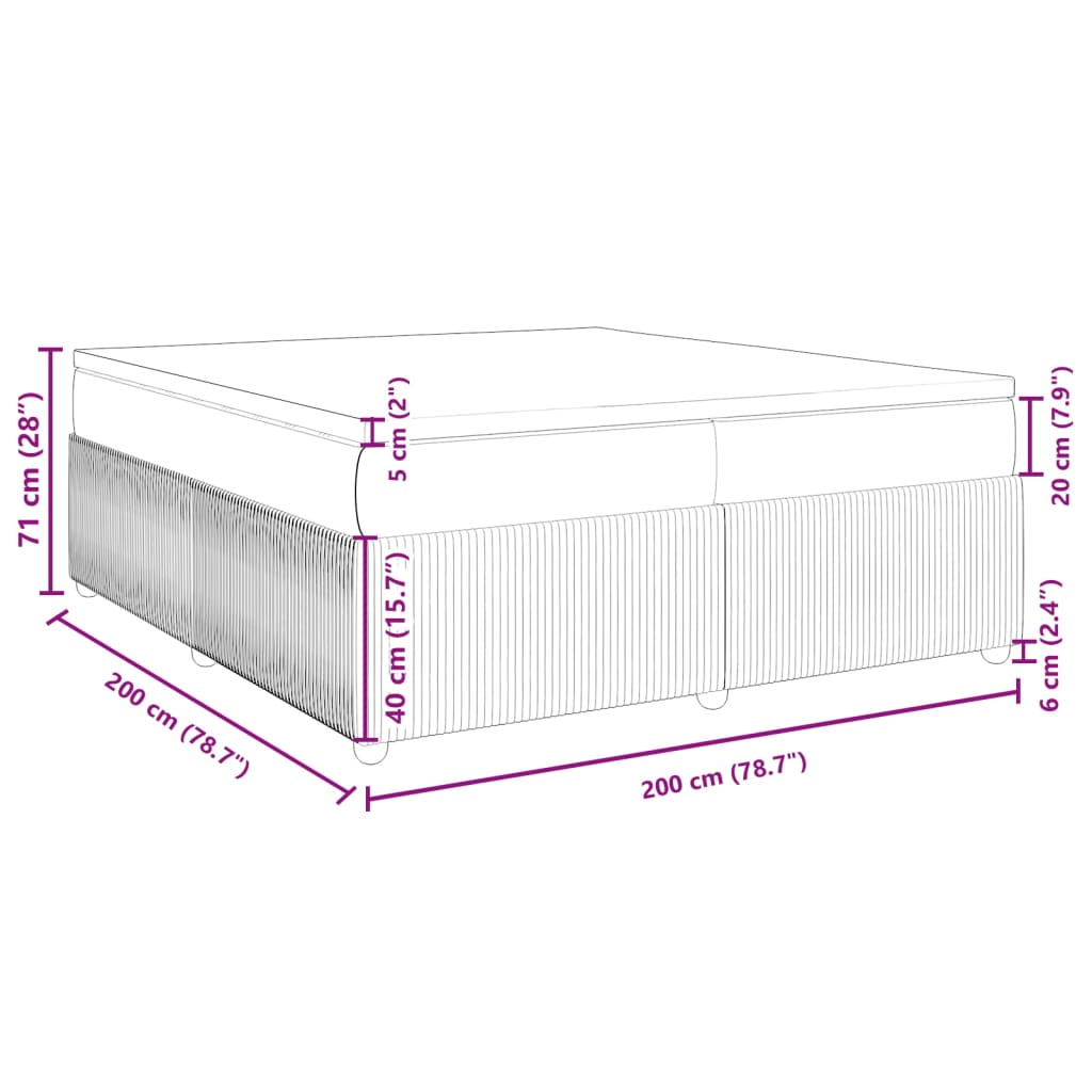 vidaXL Boxspring met matras stof donkerbruin 200x200 cm