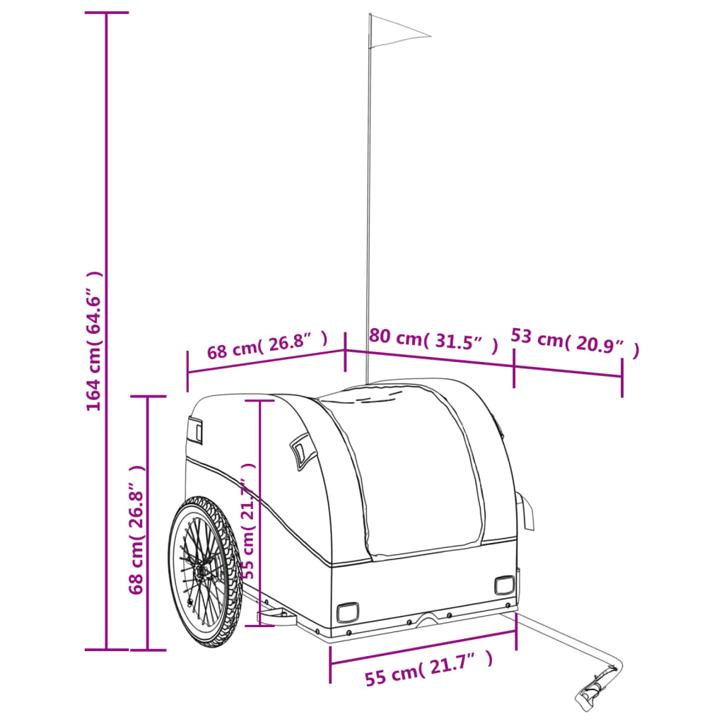 vidaXL Fietstrailer 45 kg ijzer zwart en geel