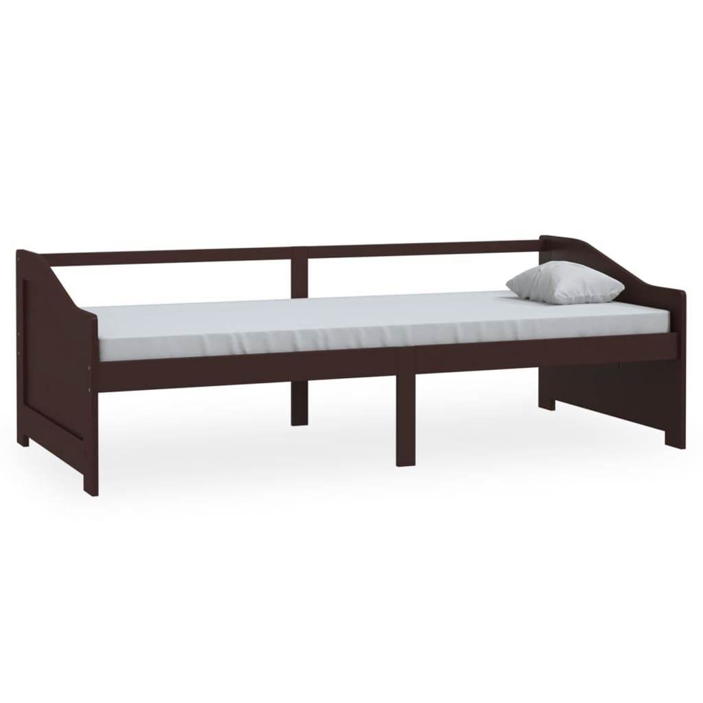 vidaXL Bedbank 3-zits massief grenenhout donkerbruin 90x200 cm