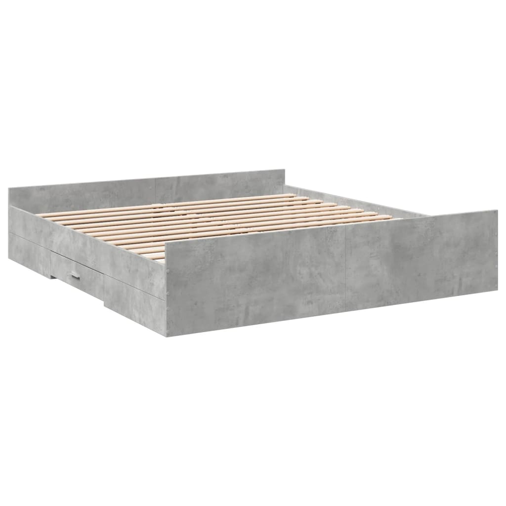 vidaXL Bedframe met lades bewerkt hout betongrijs 180x200 cm