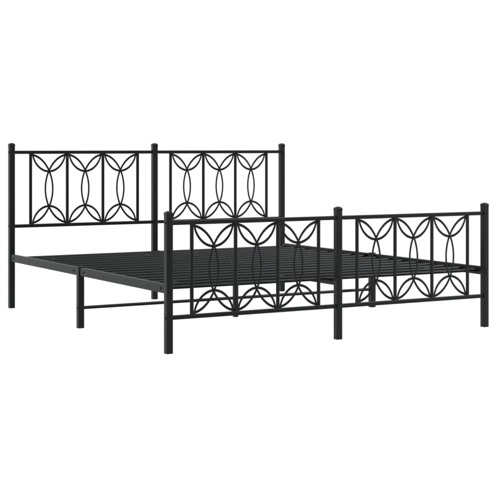 vidaXL Bedframe met hoofd- en voeteneinde metaal zwart 183x213 cm