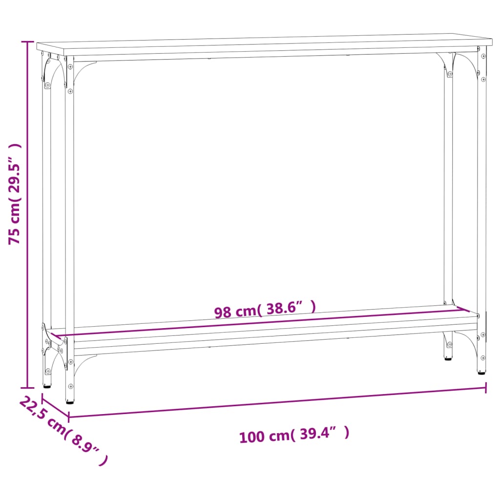 vidaXL Wandtafel 100x22,5x75 cm bewerkt hout bruin eikenkleur