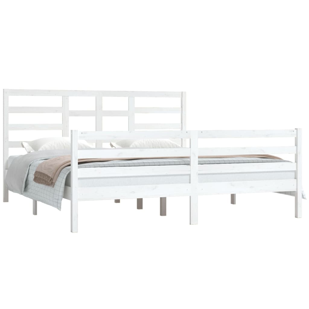 vidaXL Bedframe massief hout wit 180x200 cm