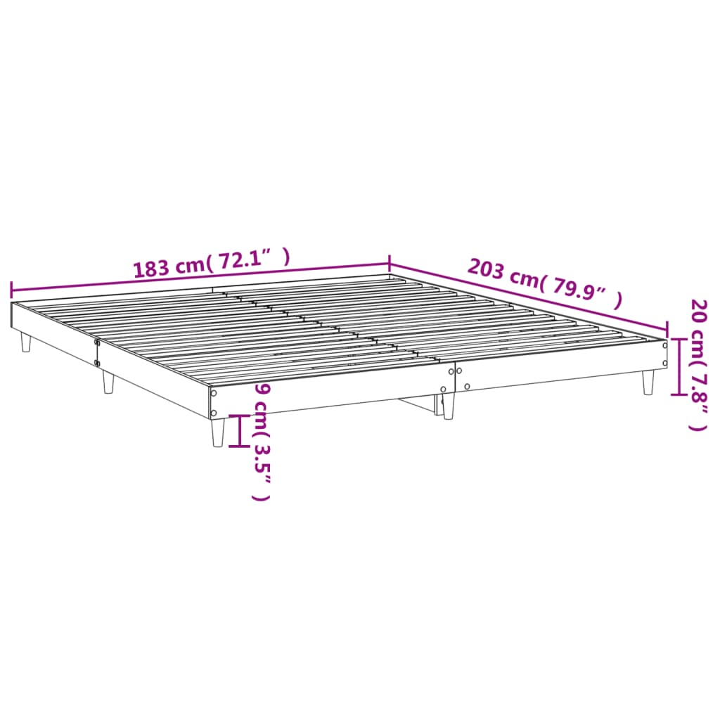 vidaXL Bedframe bewerkt hout sonoma eikenkleurig 180x200 cm