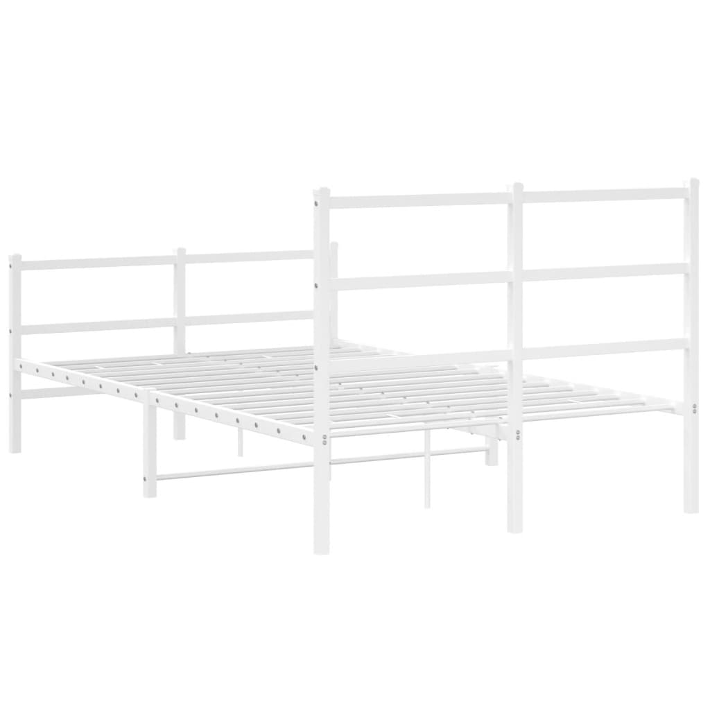 vidaXL Bedframe met hoofd- en voeteneinde metaal wit 120x190 cm