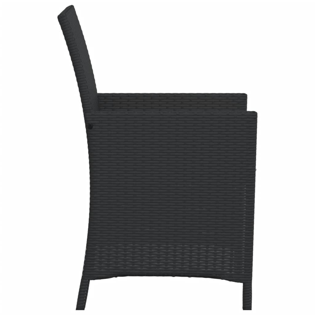 vidaXL 3-delige Bistroset met kussens poly rattan zwart