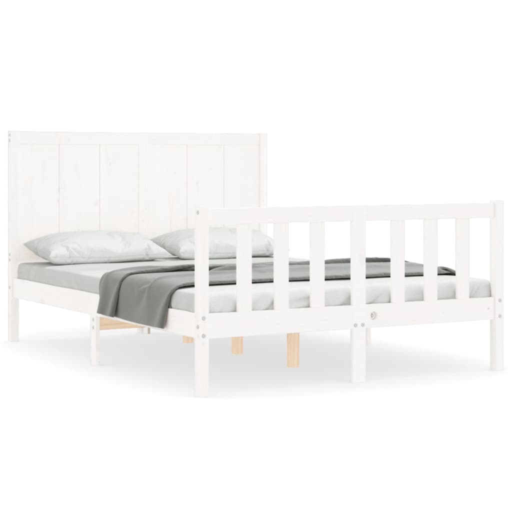 vidaXL Bedframe zonder matras massief grenenhout wit 140x200 cm