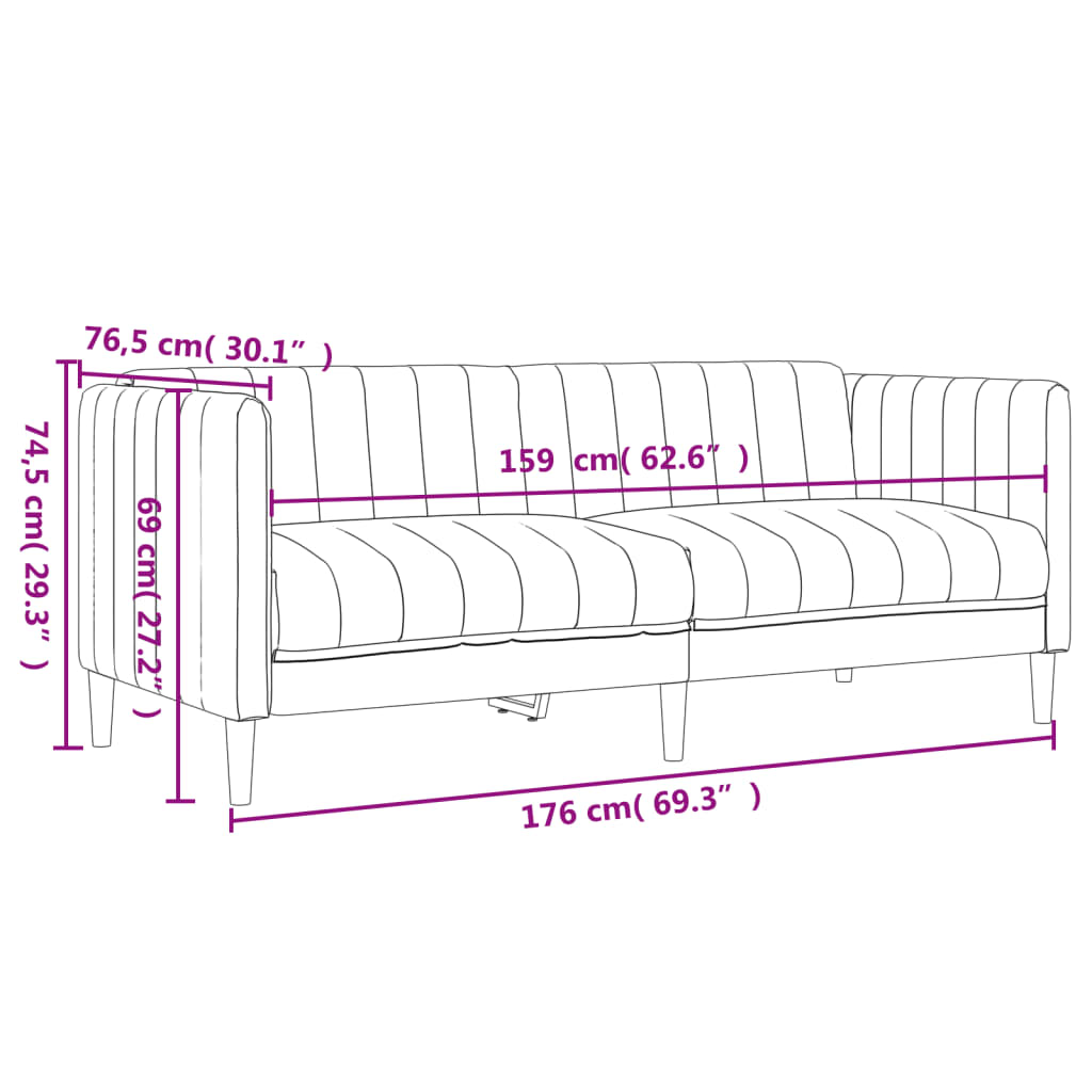 vidaXL 2-delige Loungeset stof zwart