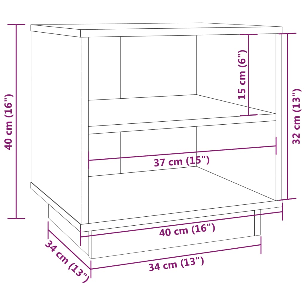 vidaXL Nachtkastjes 2 st 40x34x40 cm massief grenenhout grijs