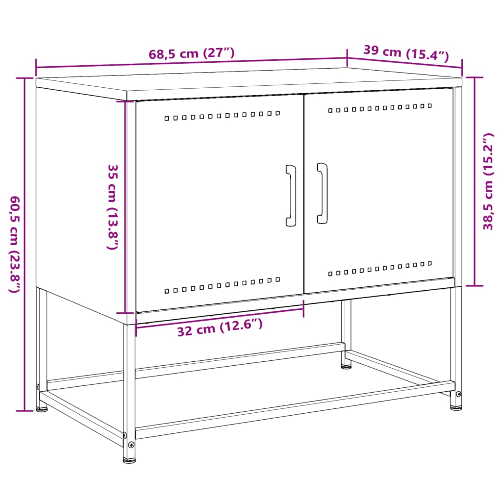 vidaXL Tv-meubel 68,5x39x60,5 cm staal olijfgroen