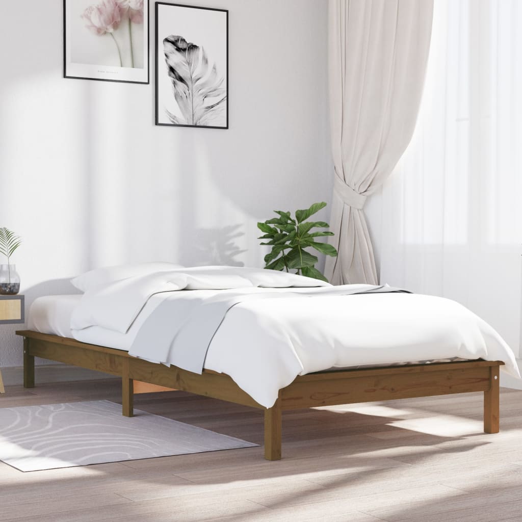 vidaXL Bedframe massief grenenhout honingbruin 90x190 cm