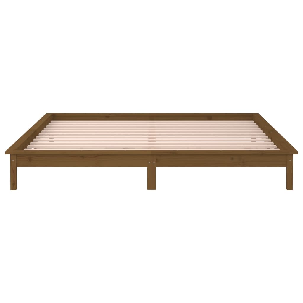 vidaXL Bedframe LED massief hout honingbruin 200x200 cm