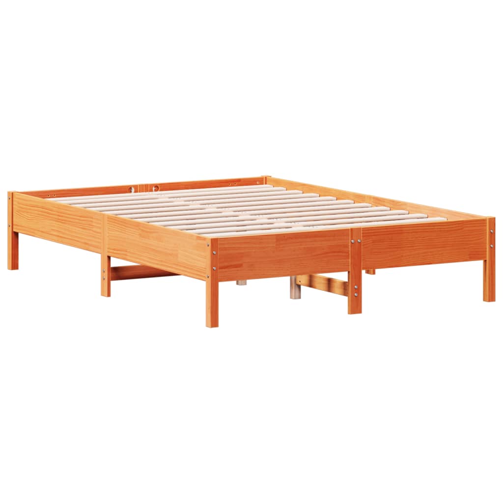 vidaXL Bed met matras massief grenenhout wasbruin 140x190 cm