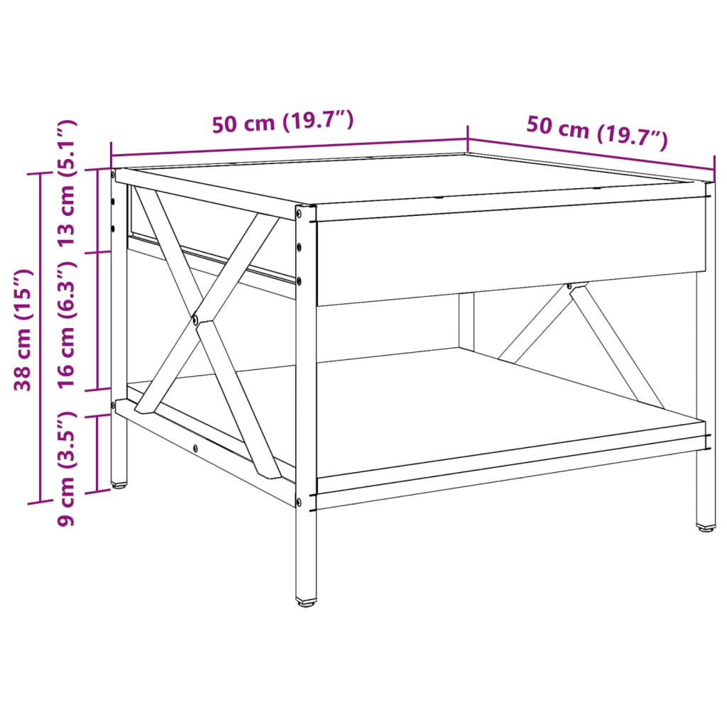 vidaXL Salontafel met Infinity LED 50x50x38 cm gerookt eikenkleurig