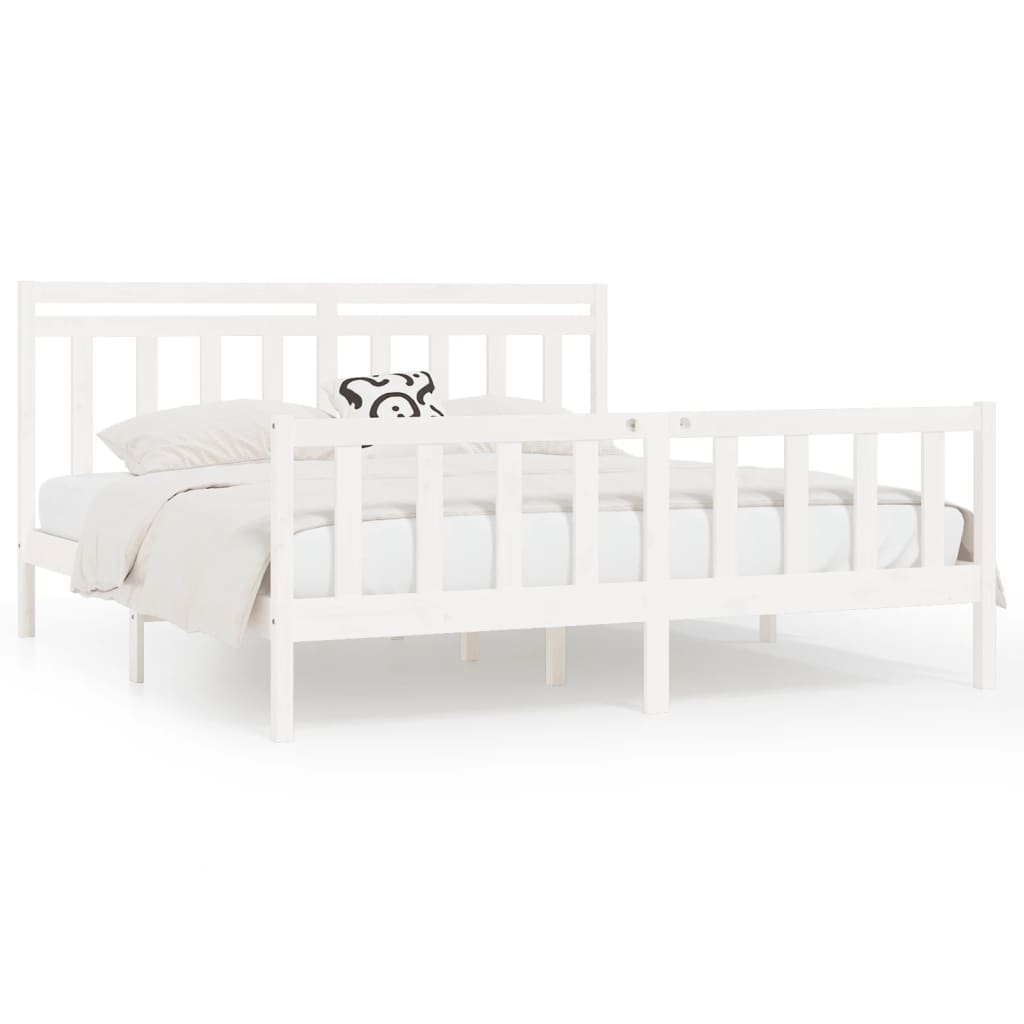 vidaXL Bedframe massief grenenhout wit 180x200 cm