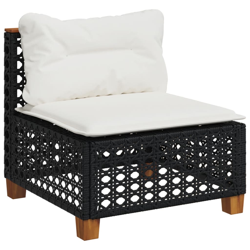 vidaXL 7-delige Loungeset met kussens poly rattan zwart