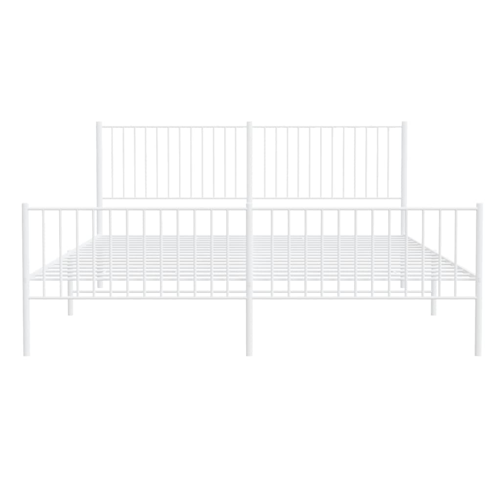 vidaXL Bedframe met hoofd- en voeteneinde metaal wit 193x203 cm