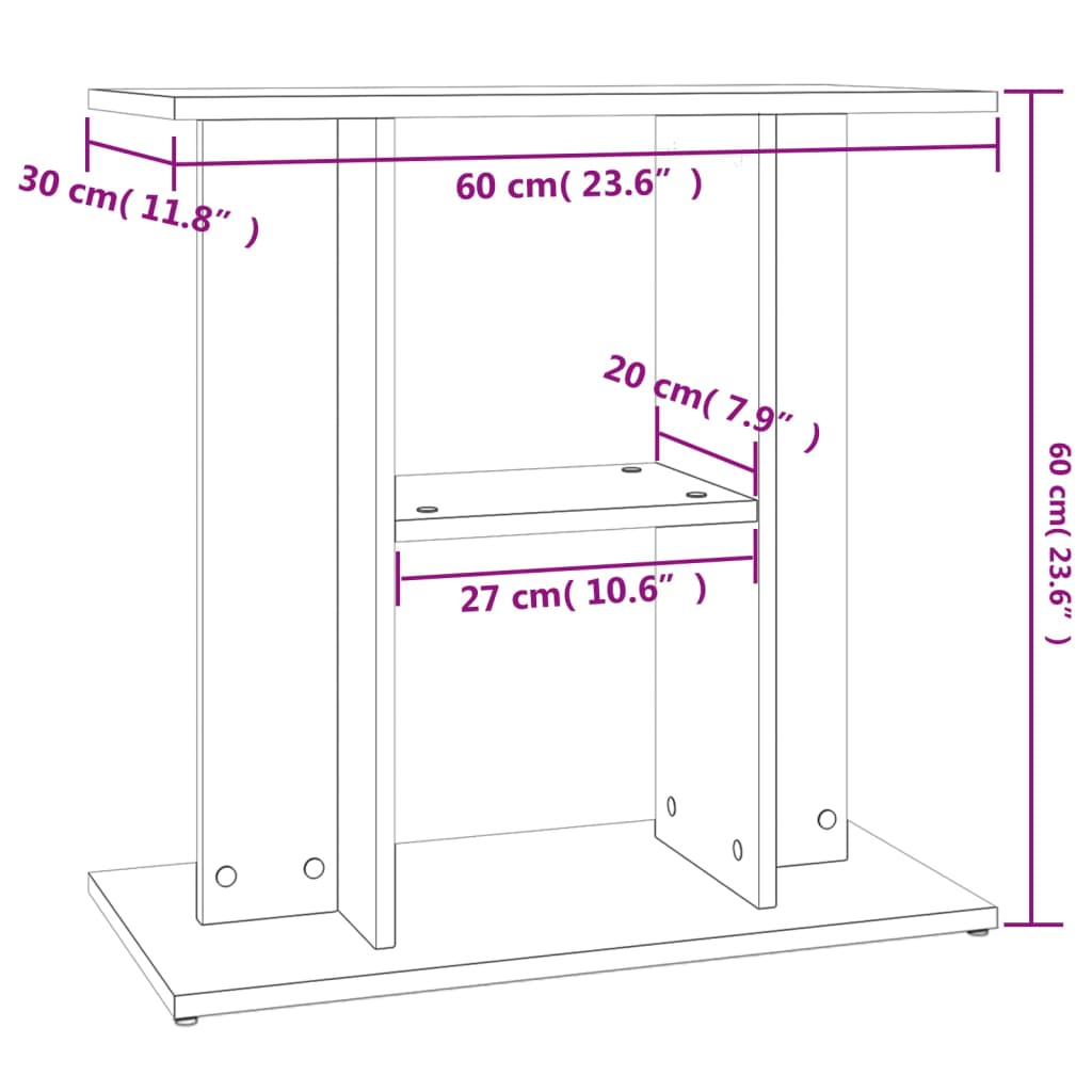 vidaXL Aquariumstandaard 60x30x60 cm bewerkt hout hoogglans wit