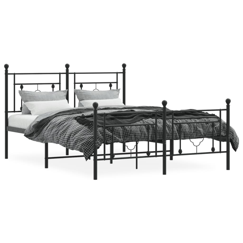 vidaXL Bedframe met hoofd- en voeteneinde metaal zwart 140x200 cm