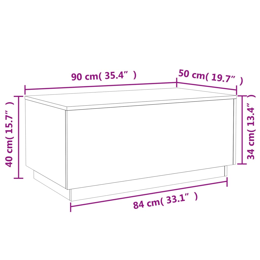 vidaXL Salontafel met LED-verlichting 90x50x40 cm gerookt eikenkleurig