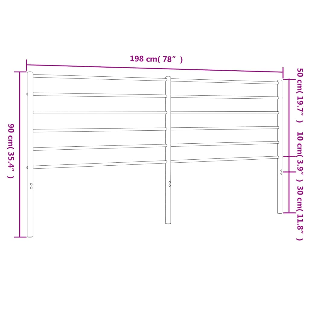 vidaXL Hoofdbord metaal zwart 193 cm