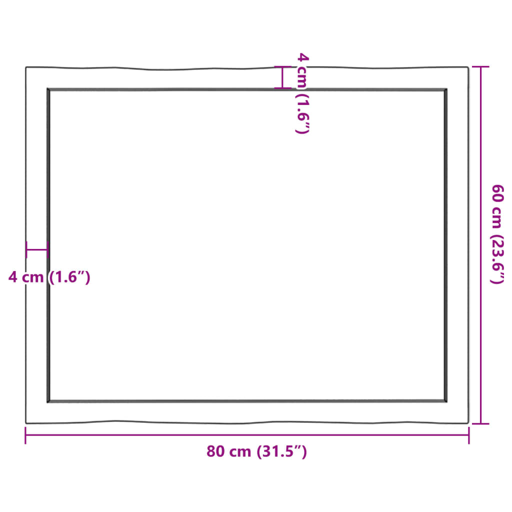 vidaXL Tafelblad natuurlijke rand 80x60x(2-4) cm eikenhout lichtbruin