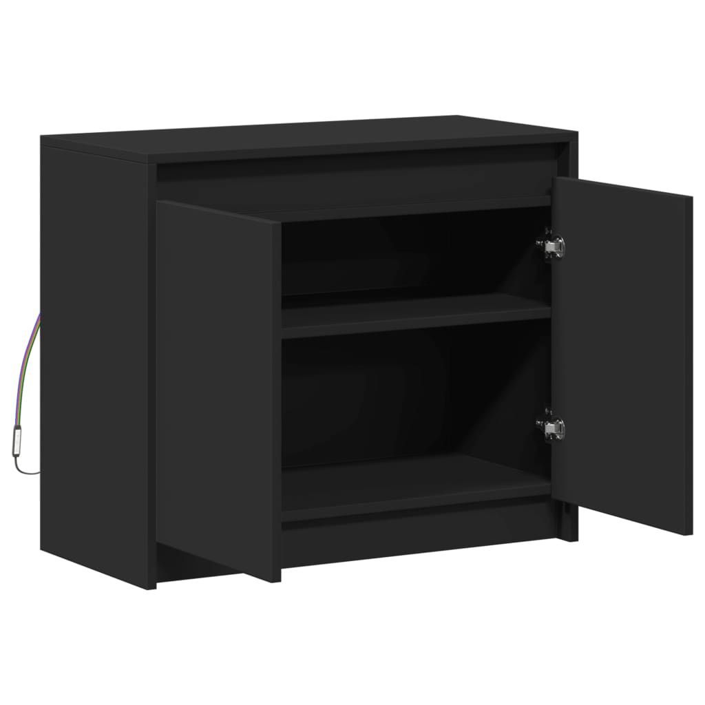 vidaXL Dressoir met LED 72x34x61 cm bewerkt hout zwart