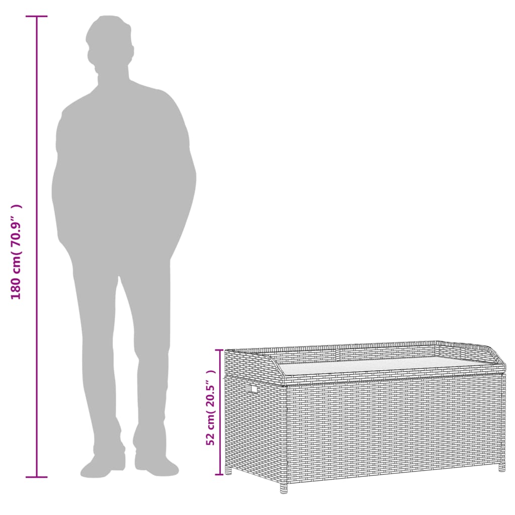 vidaXL Opbergbank 100x50x52 cm poly rattan en acaciahout grijs