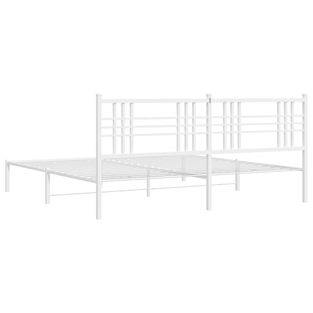 vidaXL Bedframe met hoofdbord metaal wit 183x213 cm