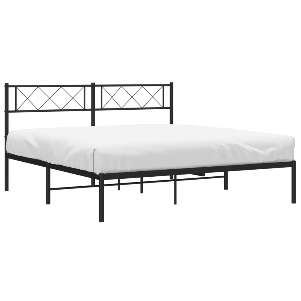 vidaXL Bedframe met hoofdbord metaal zwart 150x200 cm