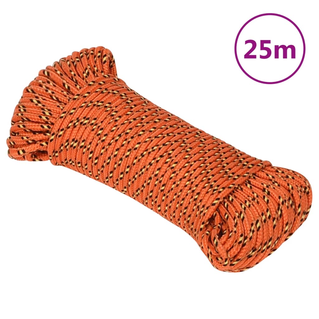 vidaXL Boottouw 3 mm 25 m polypropyleen oranje