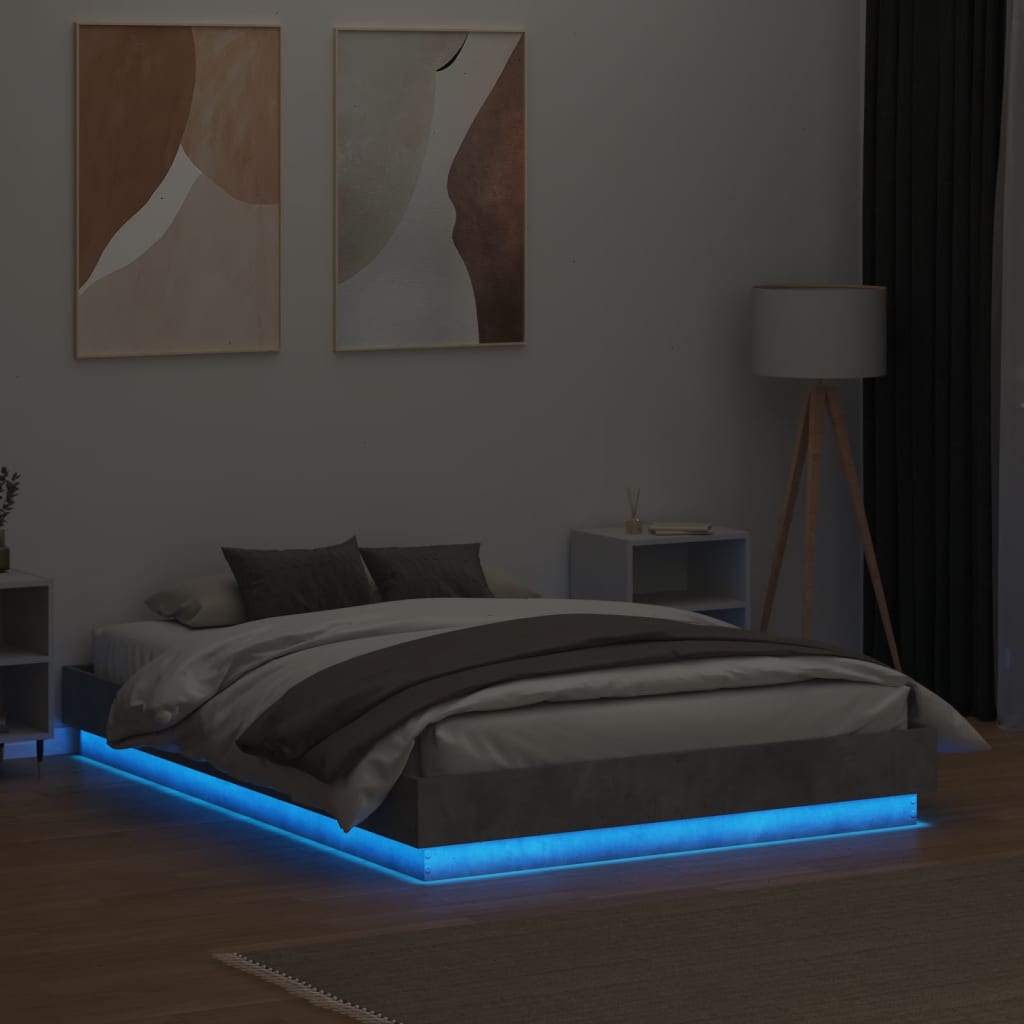 vidaXL Bedframe met LED-verlichting betongrijs 120x190 cm