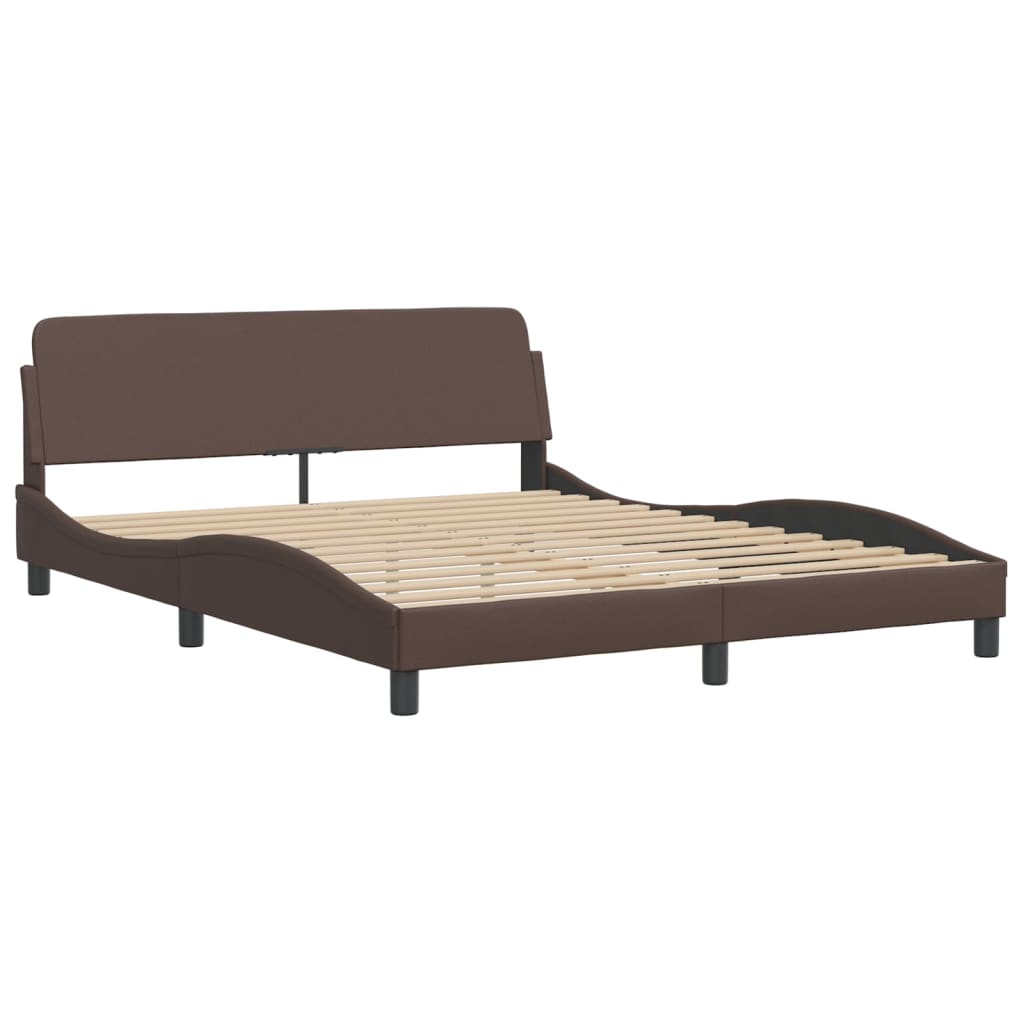 vidaXL Bed met matras kunstleer bruin 160x200 cm