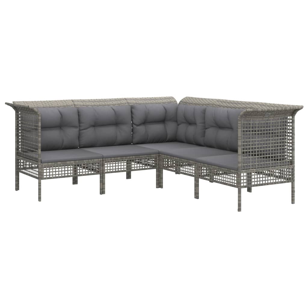 vidaXL 9-delige Loungeset met kussens poly rattan grijs