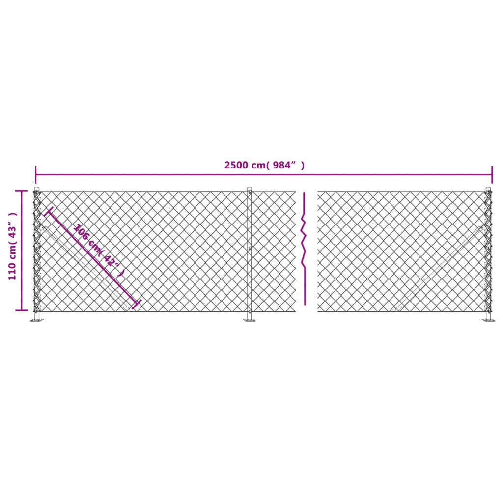 vidaXL Gaashek met flens 1,1x25 m groen