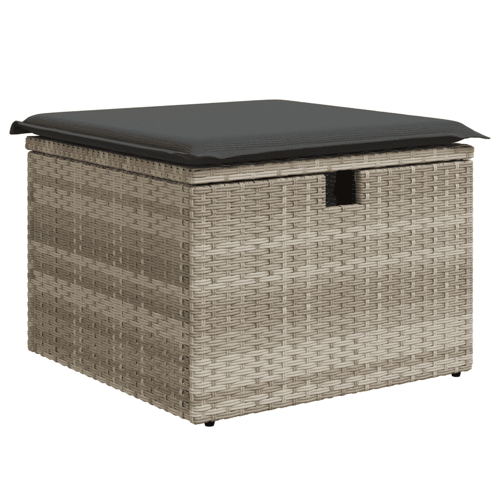 vidaXL 7-delige Loungeset met kussens poly rattan lichtgrijs