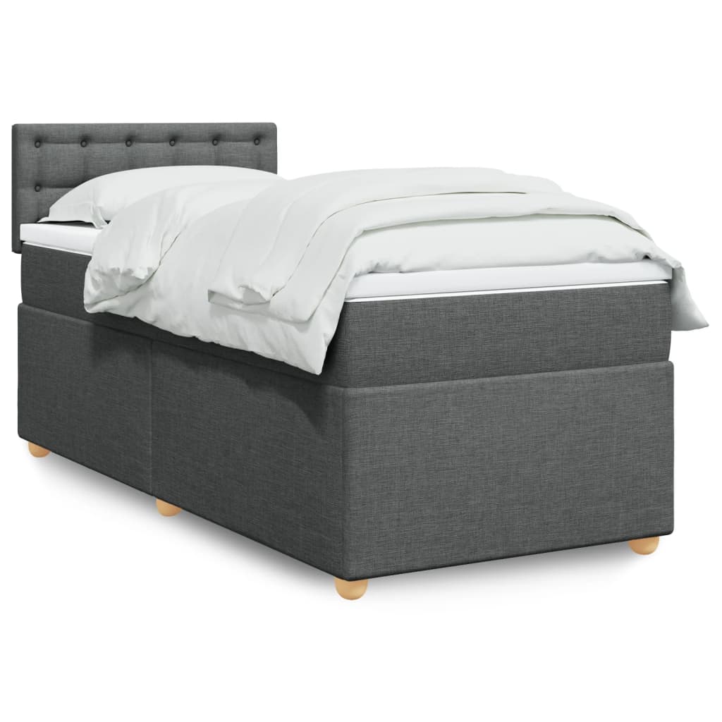 vidaXL Boxspring met matras stof donkergrijs 90x190 cm