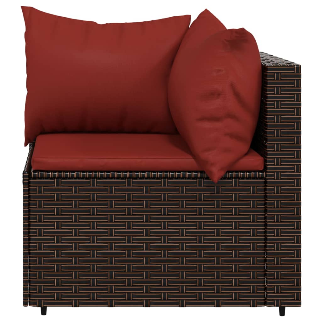 vidaXL 4-delige Loungeset met kussens poly rattan bruin