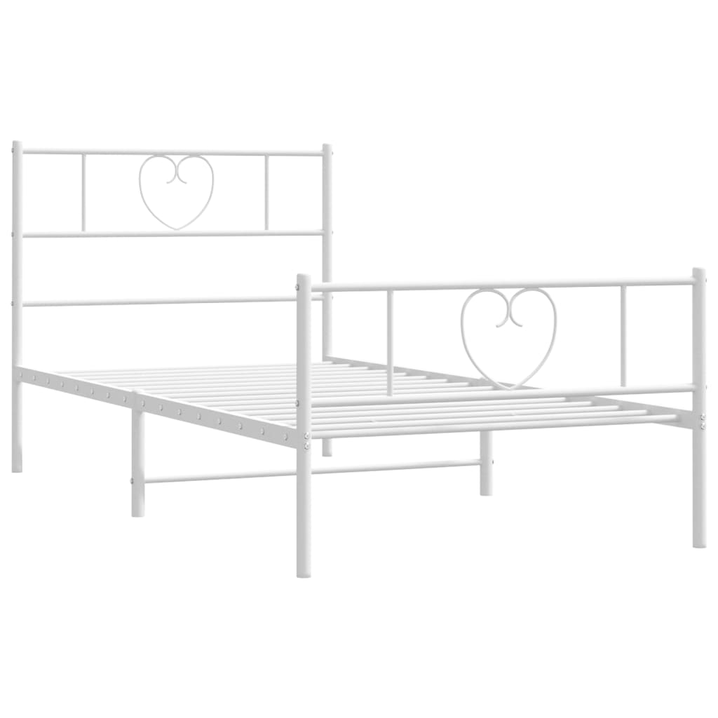 vidaXL Bedframe met hoofd- en voeteneinde metaal wit 100x190 cm