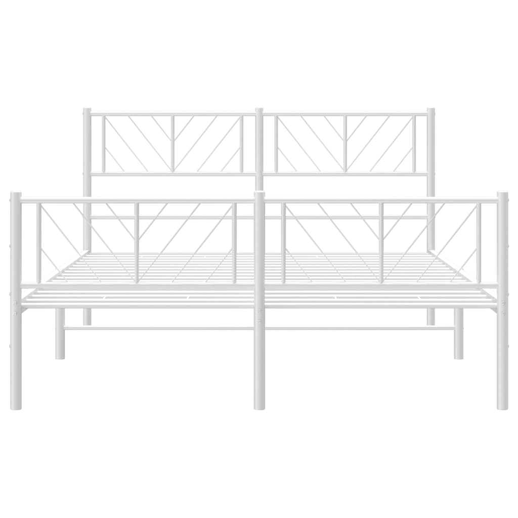 vidaXL Bedframe met hoofd- en voeteneinde metaal wit 120x200 cm