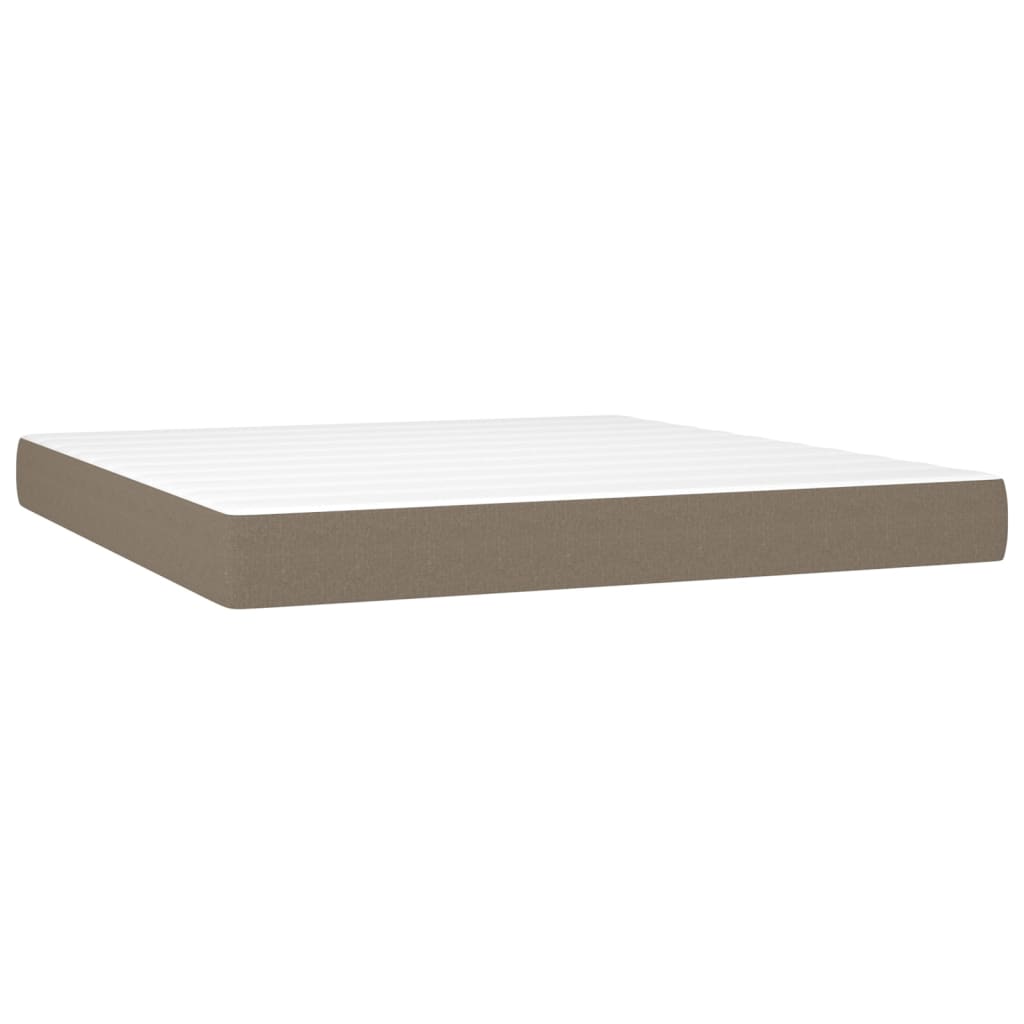 vidaXL Boxspring met matras stof taupe 160x200 cm