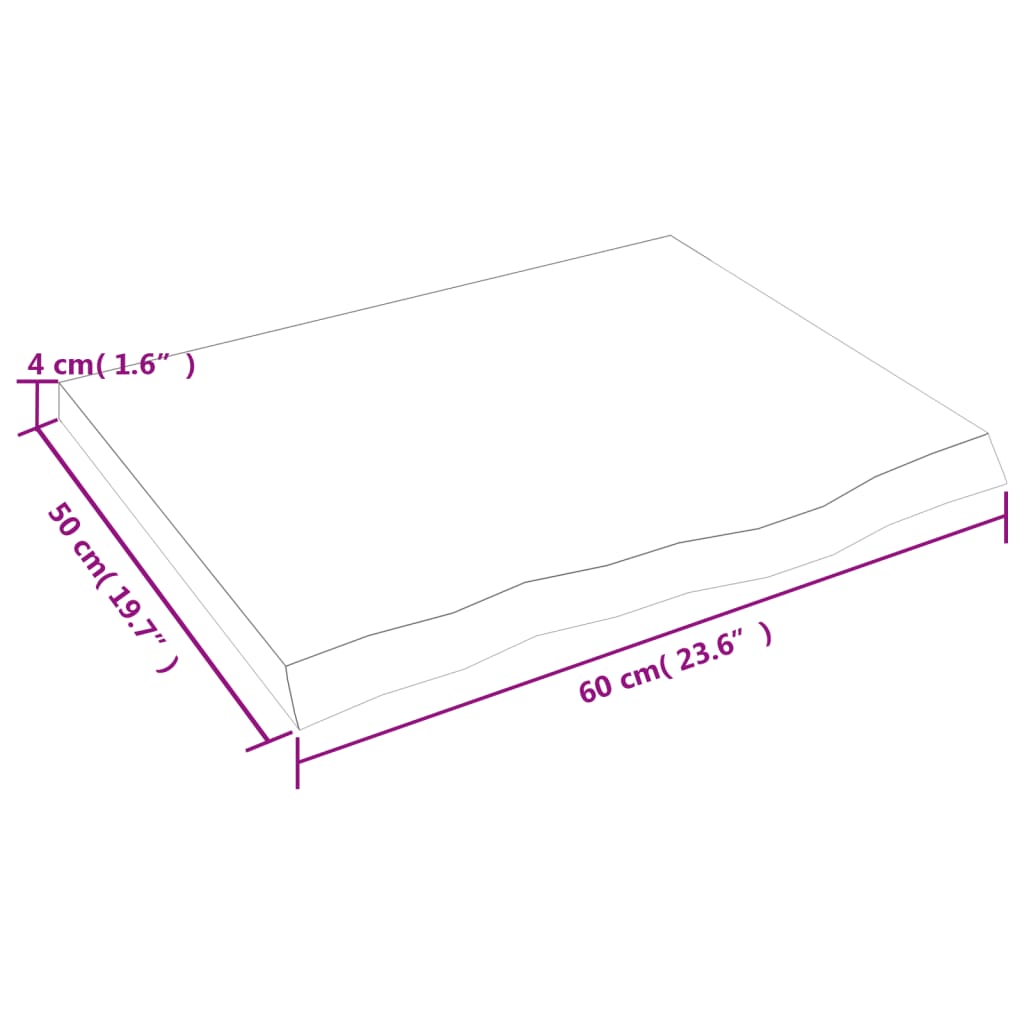 vidaXL Wastafelblad 60x50x(2-4) cm behandeld massief hout donkerbruin