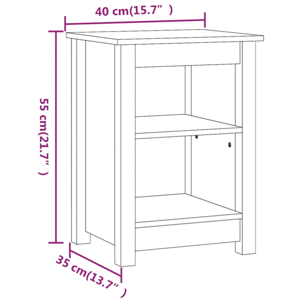 vidaXL Nachtkastjes 2 st 40x35x55 cm massief grenenhout zwart