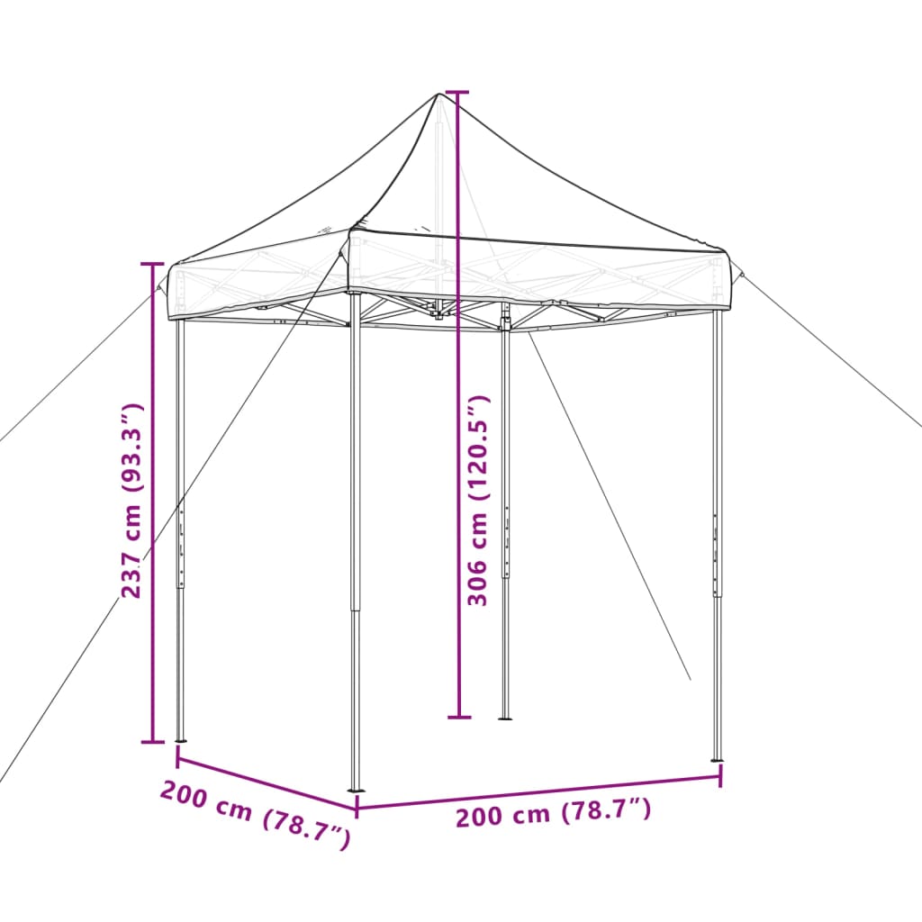 vidaXL Partytent inklapbaar pop-up 200x200x306 cm bordeauxrood