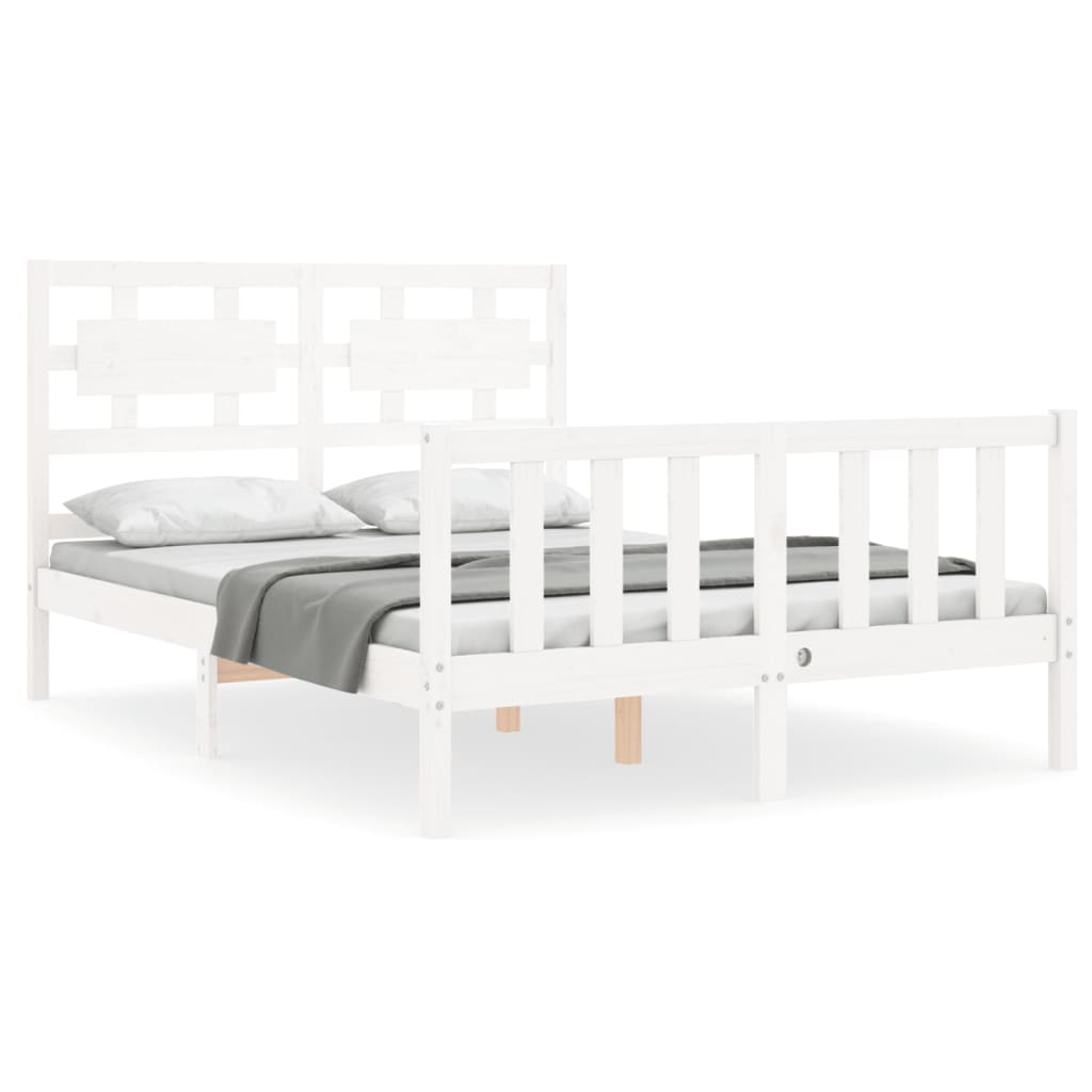 vidaXL Bedframe met hoofdbord massief hout wit