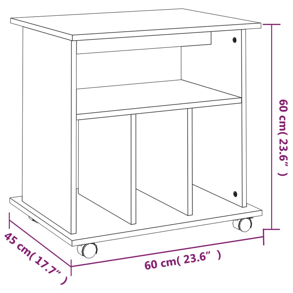 vidaXL Rolkast 60x45x60 cm bewerkt hout gerookt eikenkleurig