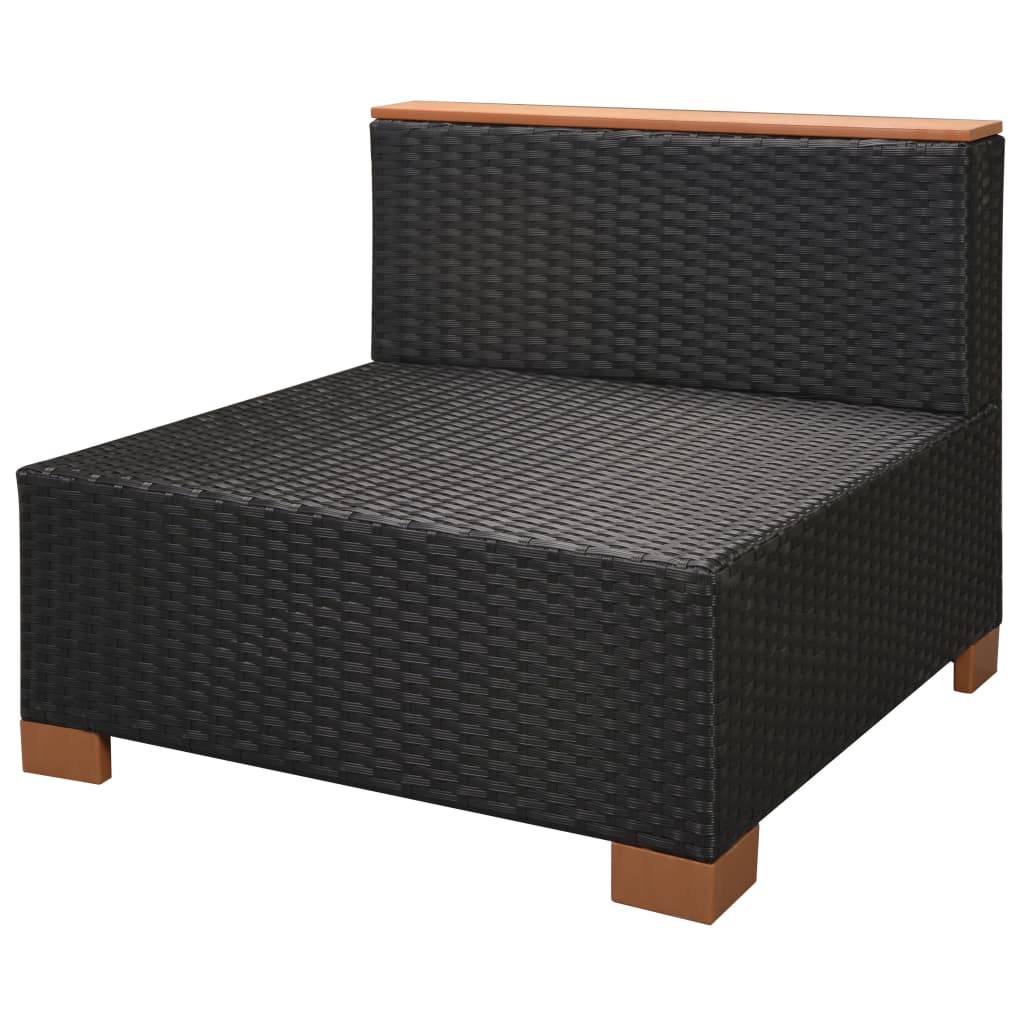 vidaXL 6-delige Loungeset met kussens poly rattan zwart