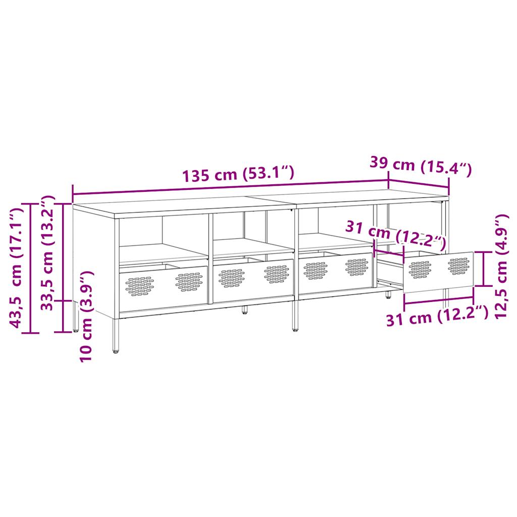 vidaXL Tv-meubel 135x39x43,5 cm koudgewalst staal roze